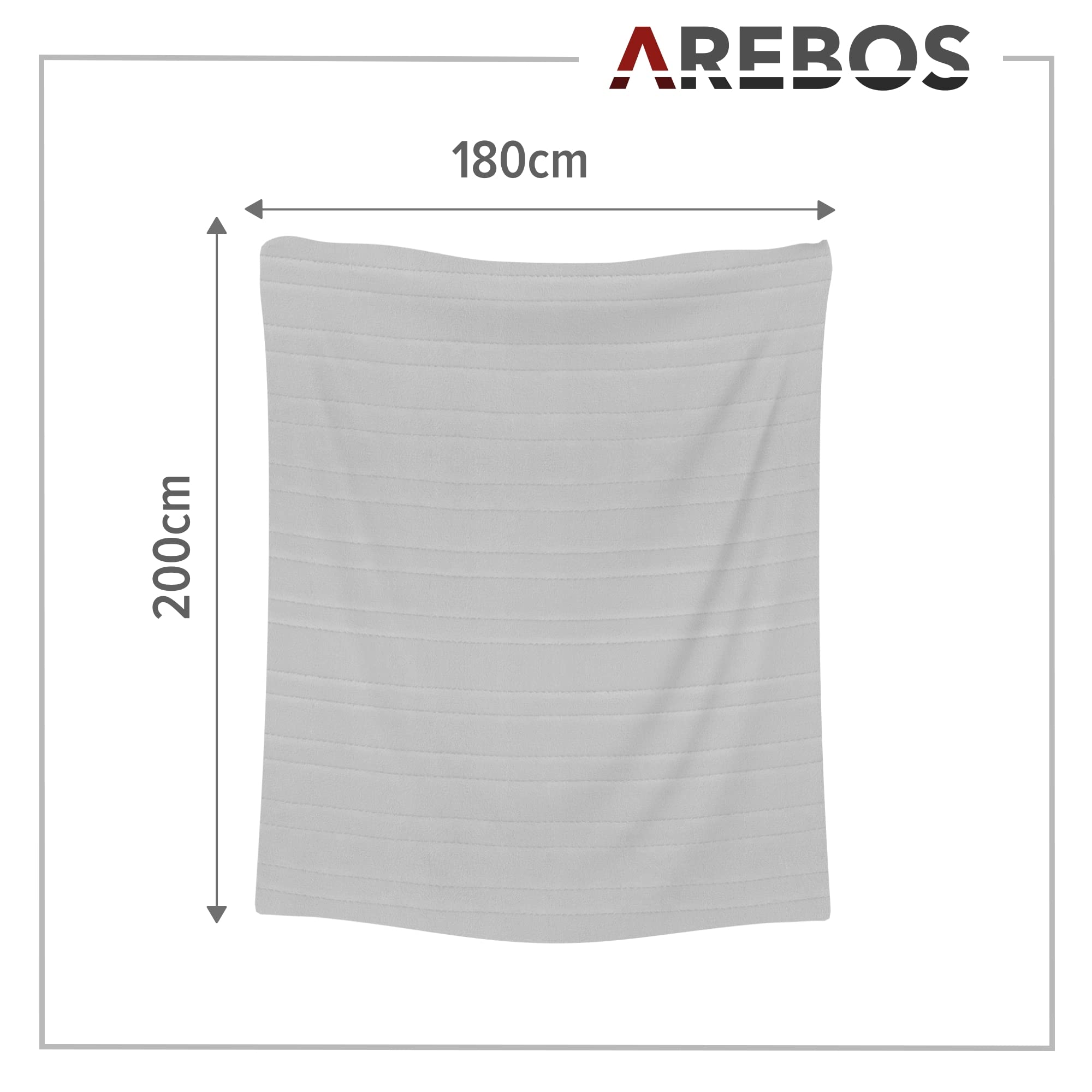 Arebos Heizdecke aus Plüsch 200x180cm | elektrische Wärmedecke mit Abschaltautomatik| maschinenwaschbar | Timer, Überhitzungsschutz, Vorheizfunktion | 9 Heizstufen | Anthrazit