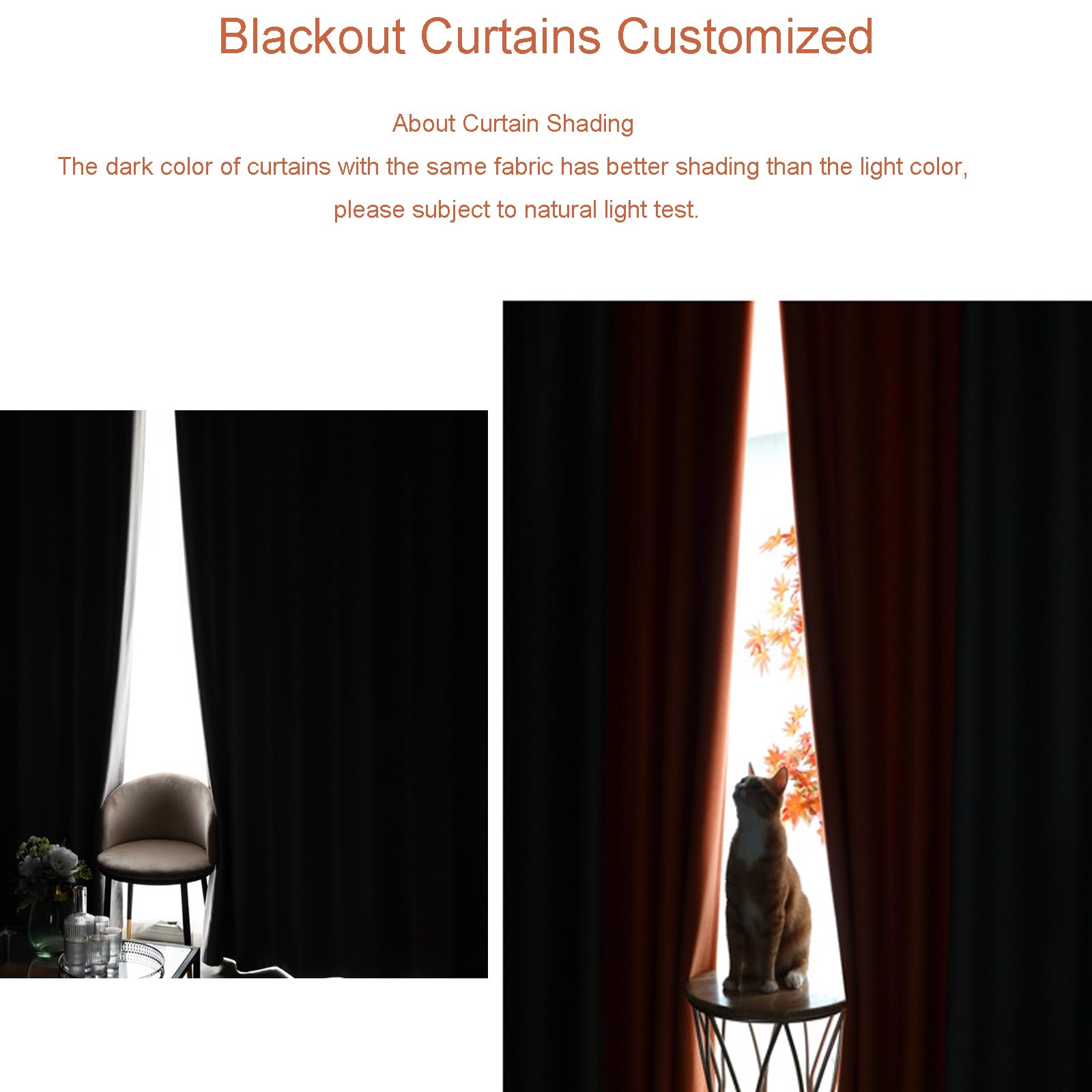 Rideau Occultant,Largeur 240 x Hauteur 260 cm (2 Pièces),Dark-Teal Orange, Blackout Curtains Rideaux et Draperies Thermiques pour Separation de Piece Salon Chambre Decoration