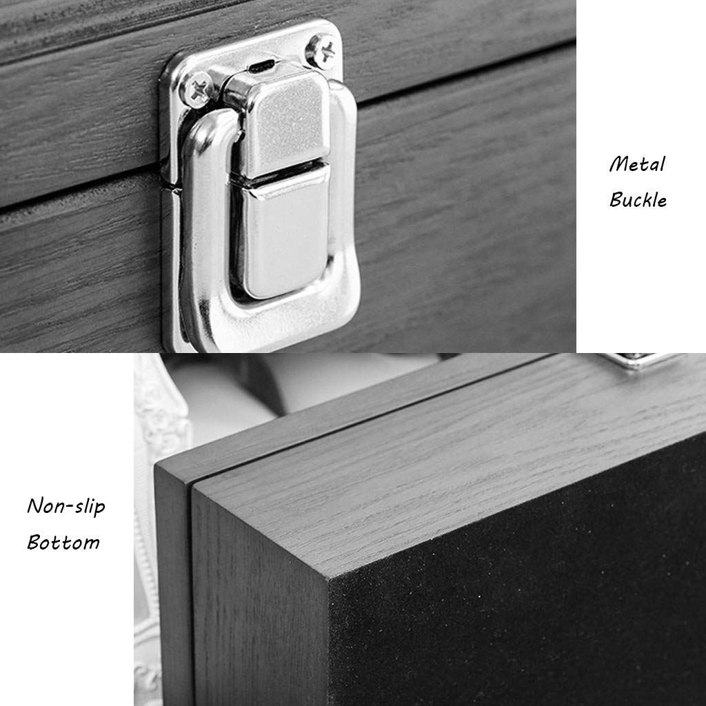 MUSUMI Caja de reloj de Madera con tapa de vidrio,caja de almacenamiento de joyería de lujo para 12 relojes,organizador de gemelos con almohada de almacenamiento extraíble y Hebilla de Metal