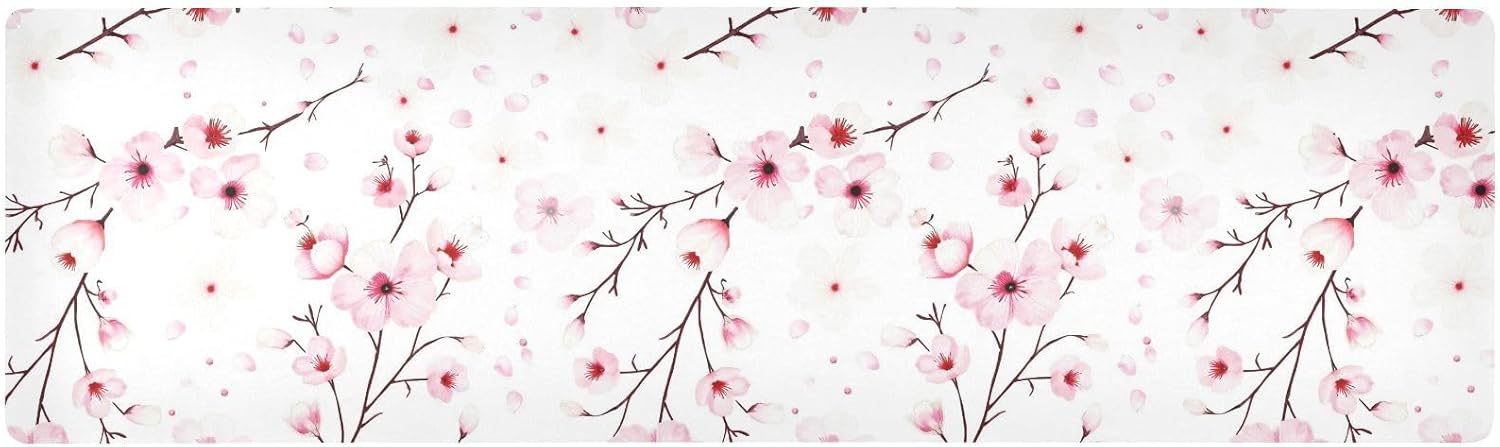 Flower Trivet Table Runner 40 Inches Long Cherry Blossom Branche Heat Resistant Hot Pad Multi Purpose Mat for for Hot Pots Pans Kitchen Countertops