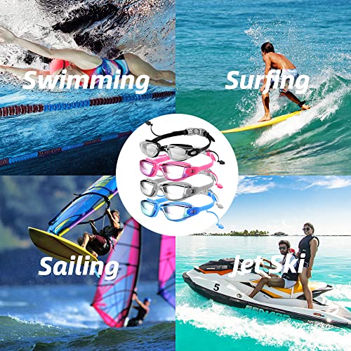 Swimming Goggles, Lychico Anti Fog Swim Goggles With UV Protection Mirrored, Adults No Leaking 180 Degree Vision with Protection Case and Soft Silicone Nose Bridge for Men Women, Black, One Size (YYJ) - Image 6