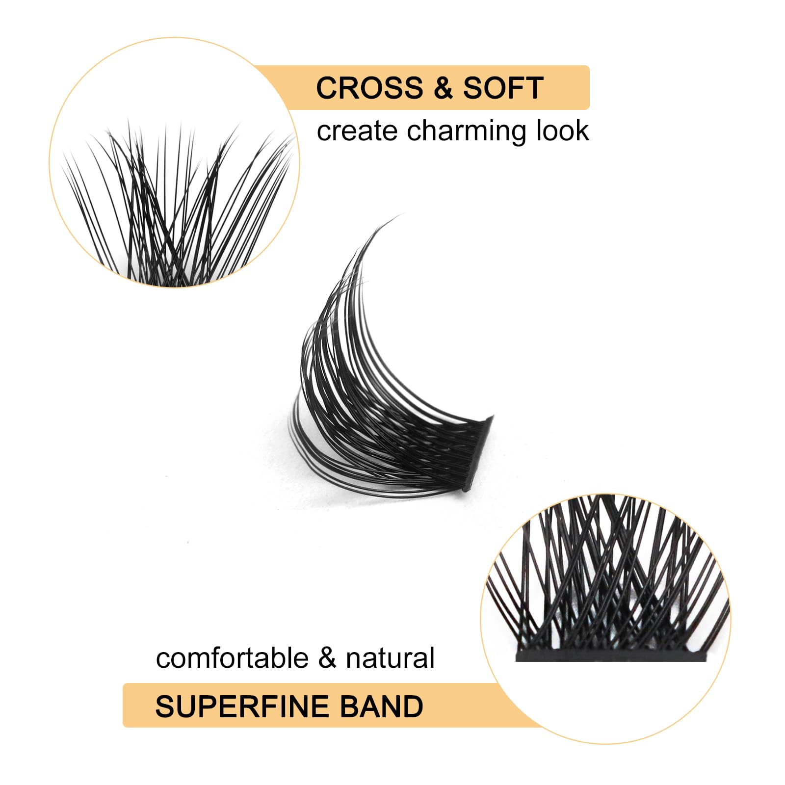 QUEWEL Cluster Lashes 72 Pcs Individual Lashes Wide Stem C/D Curl 8-16mm Length DIY Eyelash Extension False Lashes Individual Natural&Mega Styles Soft for Personal Makeup Use at Home (Mega-D-16) — view 4
