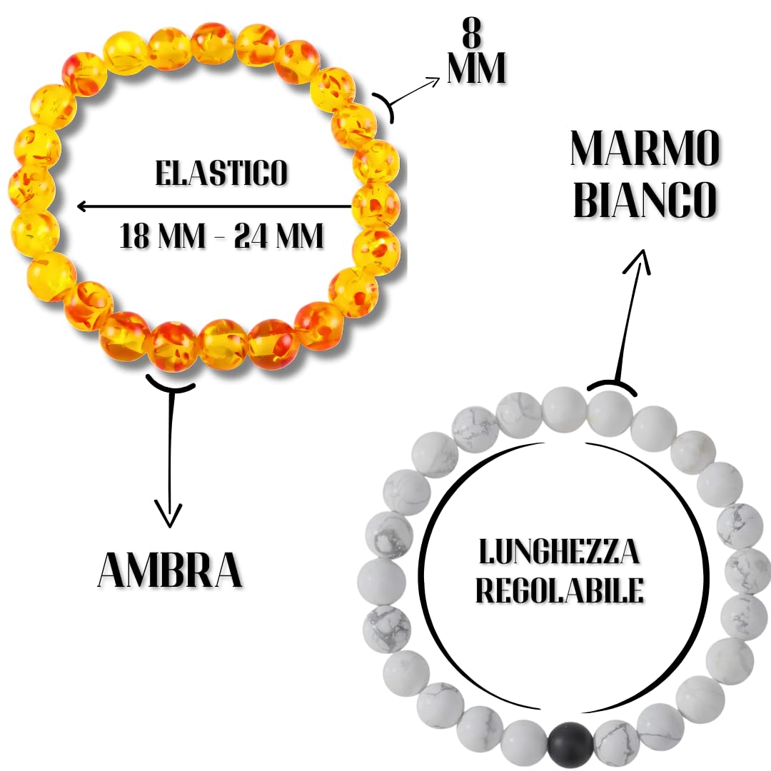 DAC Bracciale Uomo 2 pezzi Con Pietre Naturali Braccialetto Scatola Regalo Fidanzato Donna Chakra con Vere Pietre Naturali Tibetano Yoga Gioielli