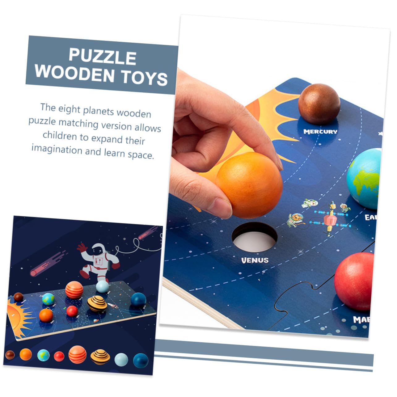 Juego Educativo de Rompecabezas Espaciales de Madera 8 Planetas Montessori para Niños, Mejora la Memoria y Aprendizaje del Sistema Solar