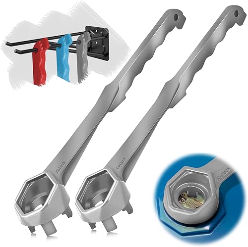 Llave de tambor Herramienta de apertura de tambor de 55 galones Se adapta a tapas de 2 34 pulgadas Plata, 2 paquetes