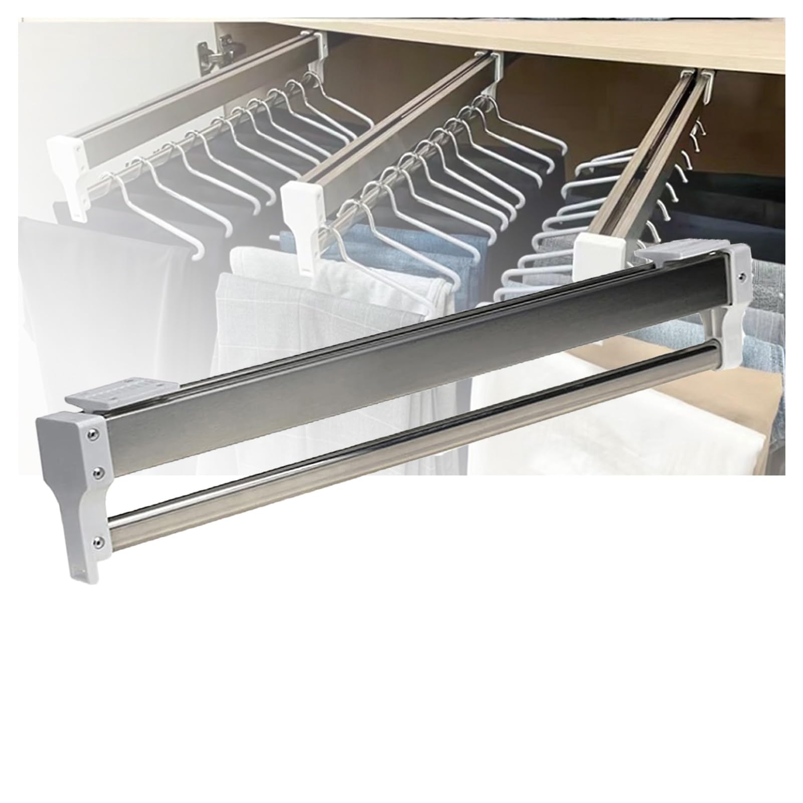 Tringle à vêtements coulissante et extensible en acier pour gagner de la place