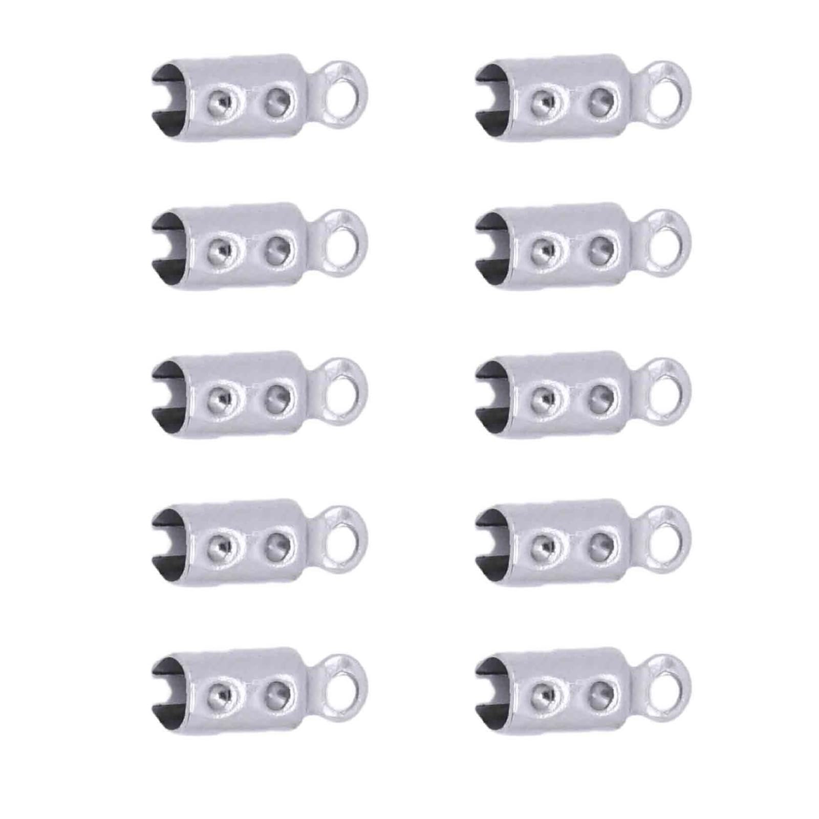 NEWFT Stainless Steel Secure Rope Clasp for Jewelry Projects Leather Cord Crimp Beads Ends Caps Fastener Connectors Adjustable Leather Cord Tips