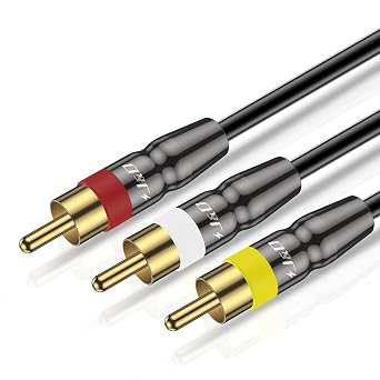 J&D 3RCA to 3RCA Cable, Gold Plated Connect Joint RCA Cable Heavy Duty Copper Shell 3 RCA Male to 3 RCA Male Stereo Audio Cable, 10 Feet