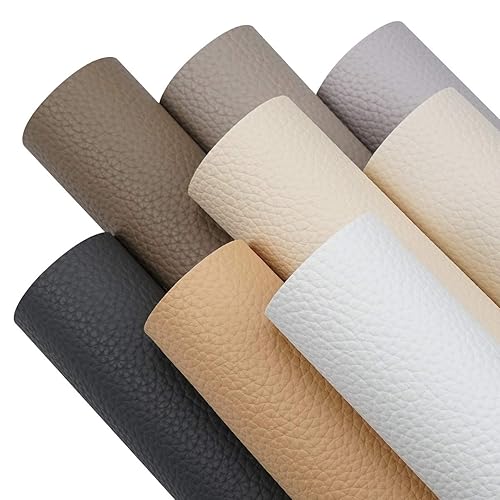 Litchi 8 Pieces 8x12 Inch Litchi Grain Texture Faux Leather Fabric Sheets for Bows and Earrings