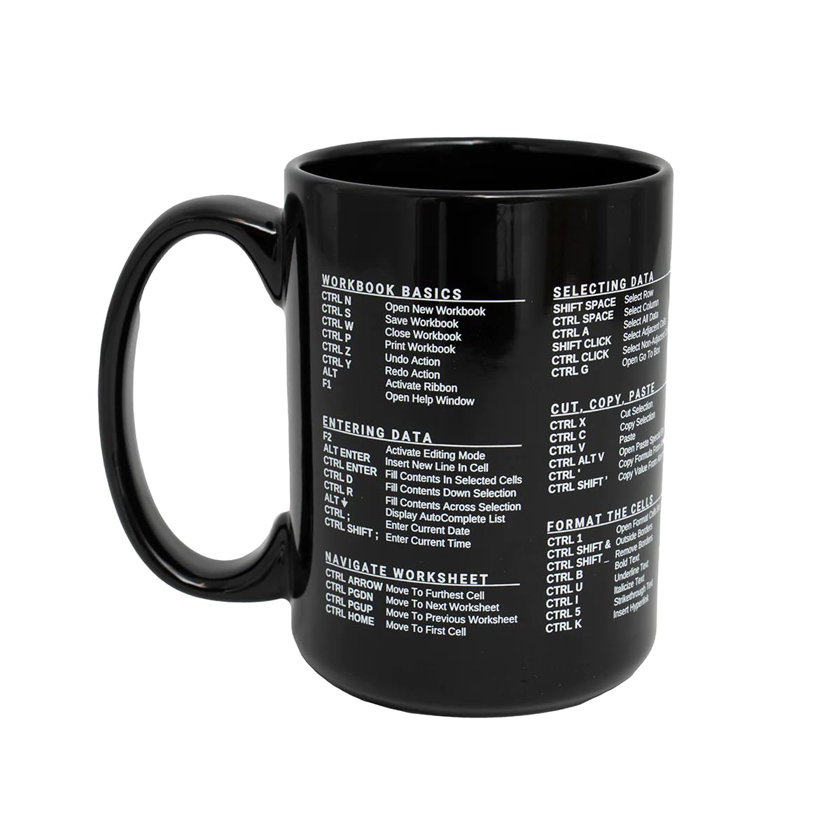 Excel DictionaryPC 15 oz. Excel eyboard Shortcut Hotkeys Reference Guide for Excel Spreadsheets Coffee Mug (PC)