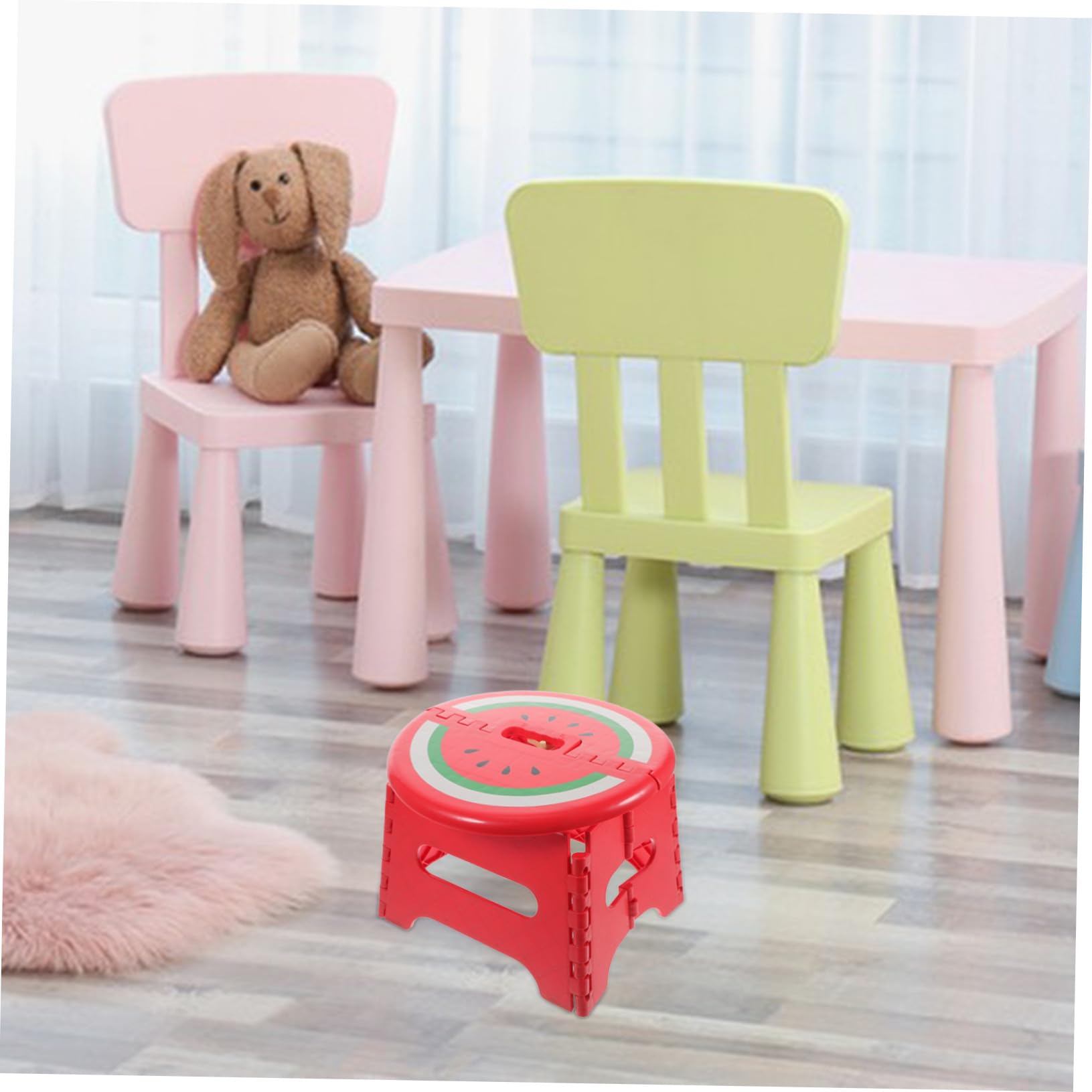 GALPADA Sgabello Pieghevole in Plastica Rosso Compatto Maniglia | Bambini, Adatto a Hotel e Hiking, Superficie senza Sbavature, Formato Piccolo