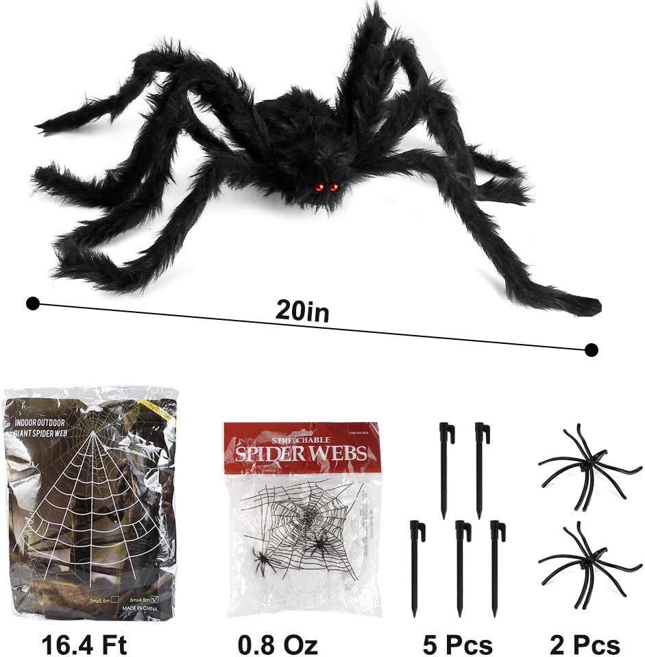 AODINI Spider Web Halloween Decorations, 16 ×15 Feet Giant Triangular Spider Web Plus a Fake Big Spider, Suitable for Indoor and Outdoor Yard Haunted House Party Halloween Decor
