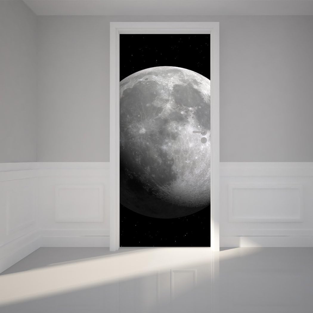 RoyalWallSkins Door Mural Wall Sticker Luna Full Moon - Bubble Free Version, Semi-Glossy, Self Adhesive Peel & Stick Door Wrap (36 x 80)