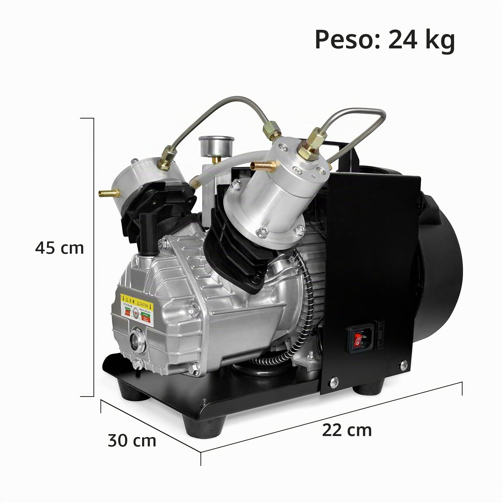 TUXING Compresor de aire PCP 300Bar,Compresor de buceo de doble cilindro,Bomba compresora de aire de alta presión para Paintball Tanque de buceo 220V (TXEDM041)
