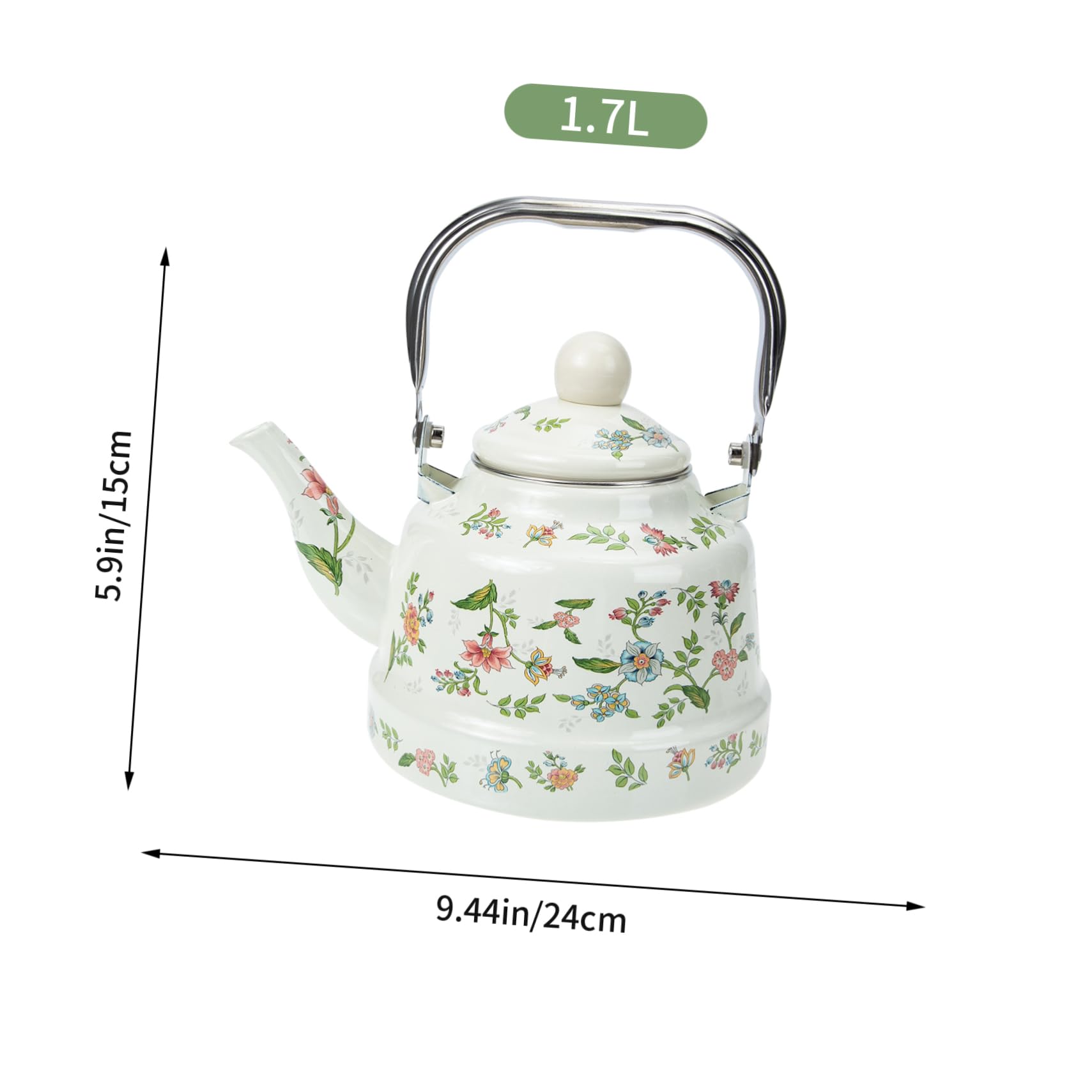 Cabilock Enamel Tea Kettle Stovetop Compatible Teapot for Brewing Fruit Herbal Tea Kitchen Essential with Heat Resistance