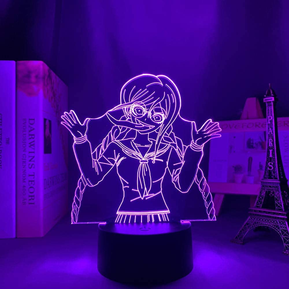 Danganronpa Toko Fukawa 3D Night Light, Acrylic Panel Abs Base USB Cable Illusion Effect Multi-Color Remote Control Lamp Gift For Anime Lovers Night light