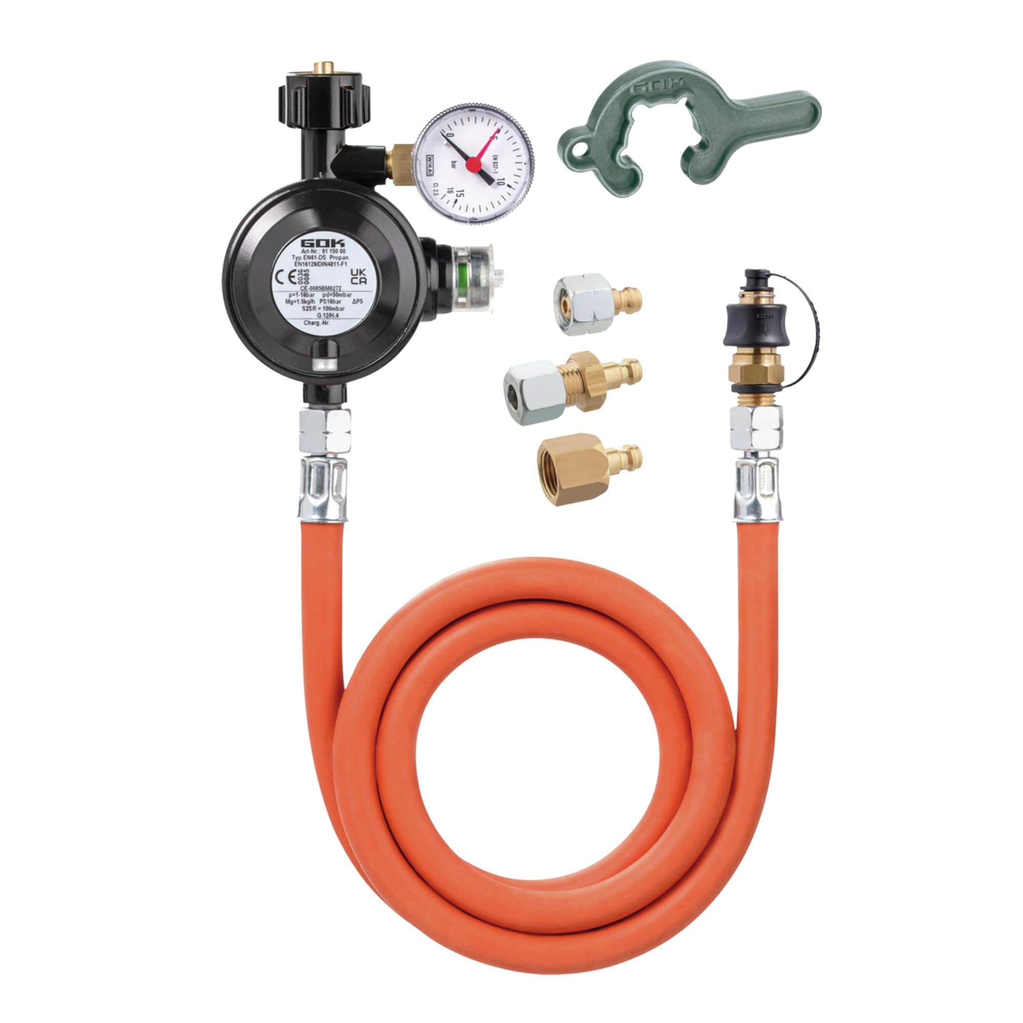 GOK Regler-Schlauch-Set mit Manometer EN61-DS 1,5 kg/h 50 mbar