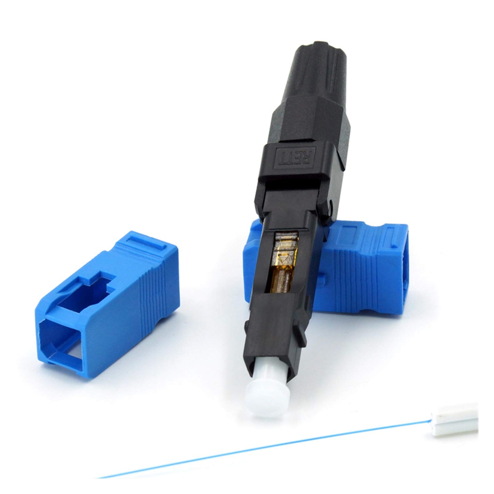 Xiaohu Adaptateur de convertisseur à Fibre Optique 100pcs/boîte 0.3db SC Connecteur Rapide de Fibre Optique UPC 100 SC Connecteur Rapide Bleu Fibre Optique Fibre Fibre SC Conn connecteur Rapide
