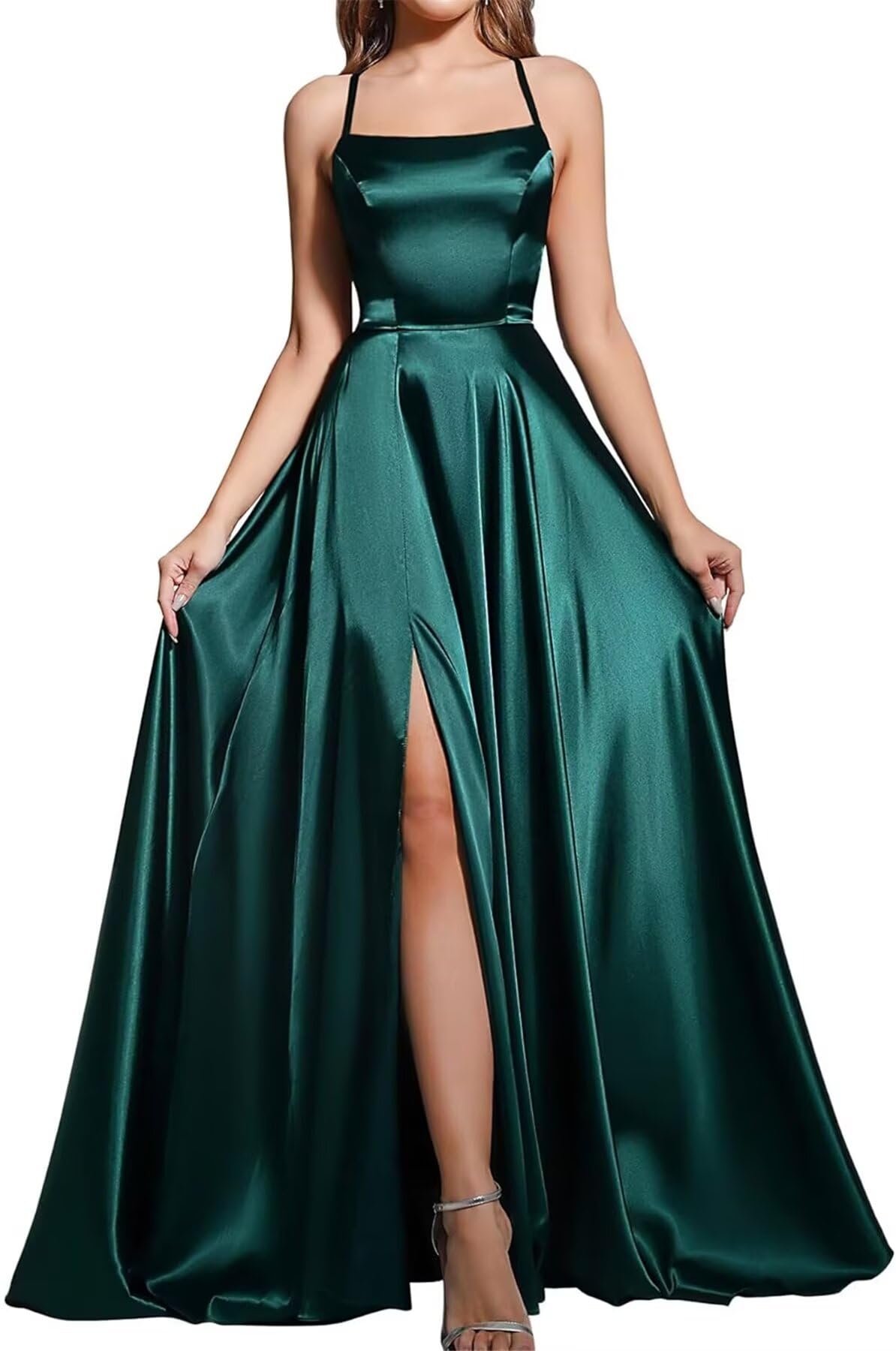 Babyonline D.R.E.S.S. Abito da cocktail da sposa lungo spacco sexy senza schienale chic elegante abito da gala promozionale con strascico