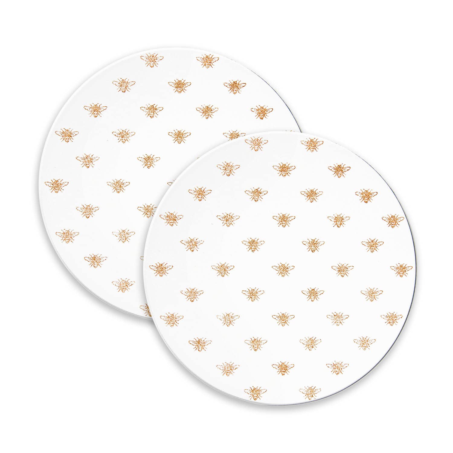 Lesser & Pavey Glass Candle Plates Set of 2 Mirrored 10/20cm Decorative Tealight Display Round Coaster (Glitter Bees Candle Plate)