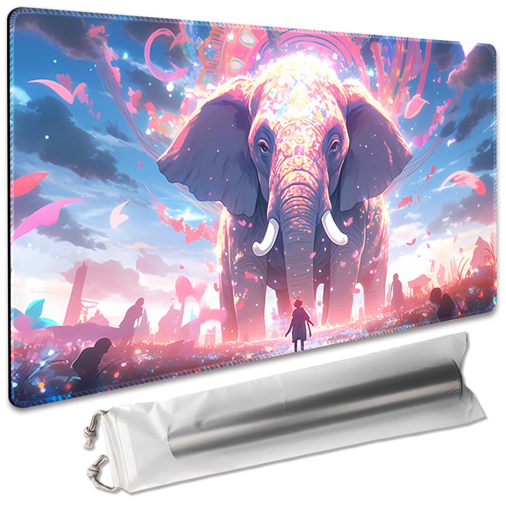 Board Game 14x24in TCG Playmat Compatible for OCG CCG RPG MTG Playmats,Mouse pad Desk Mats (Colorful Elephant 1) โ image 1