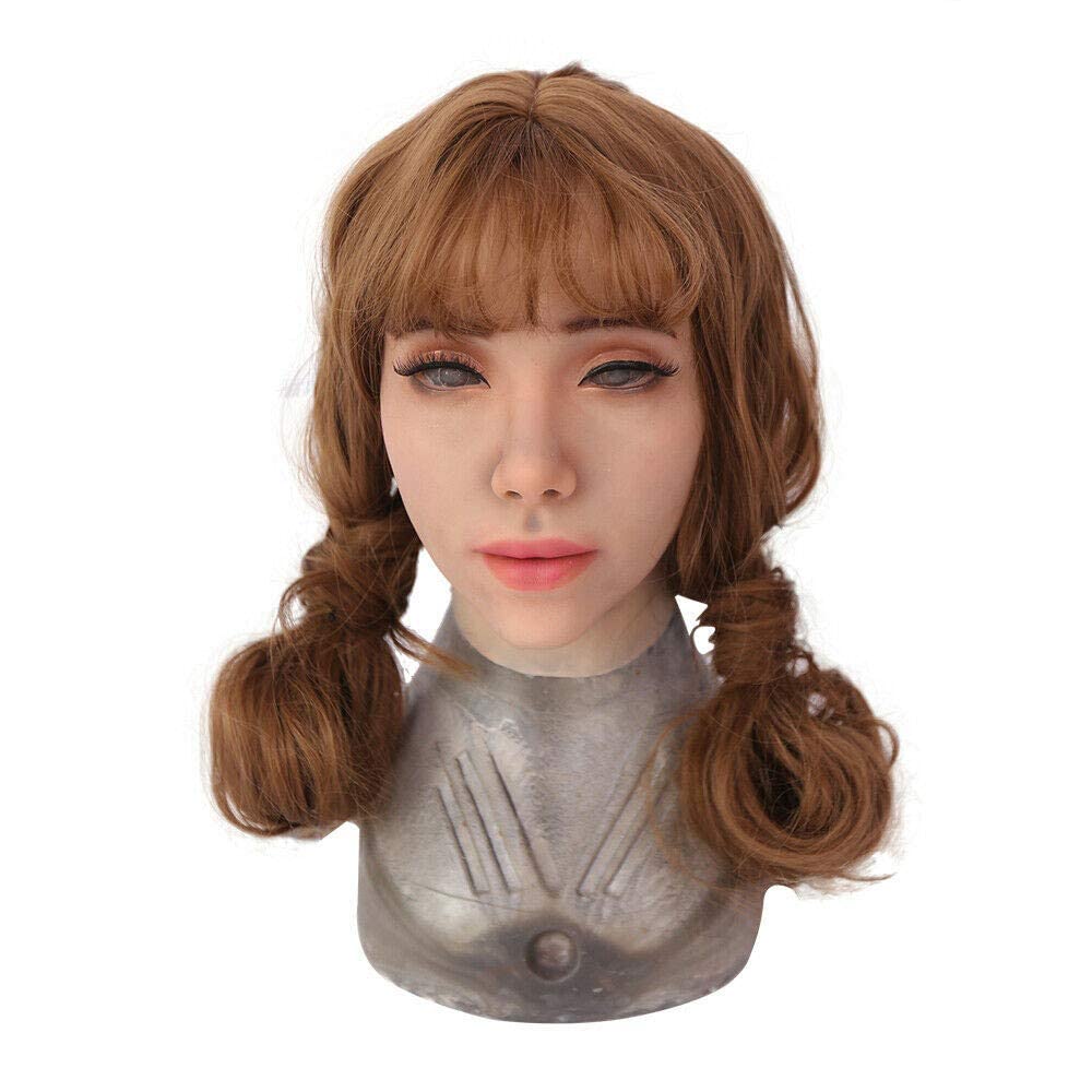 Yuewen Kathy Silicone Female Face Mask Realistic Silicone Head Mask for Crossdresser Transgender (Ivory White)