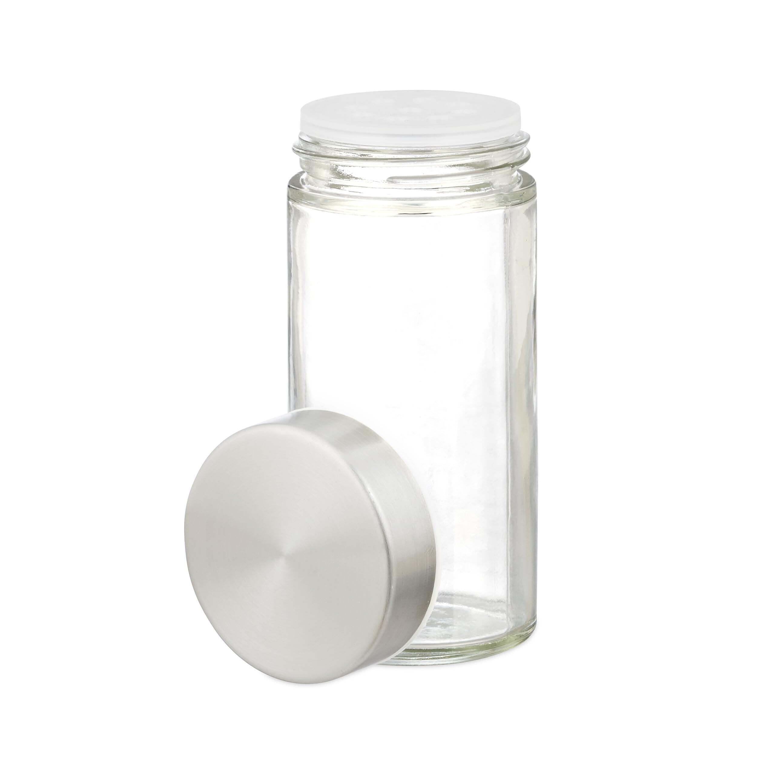 Relaxdays Tourniquet à épices, 12 Pots en Verre, chacun étant donné d’Un Embout tamiseur, Rotatif, 80 ML, argenté