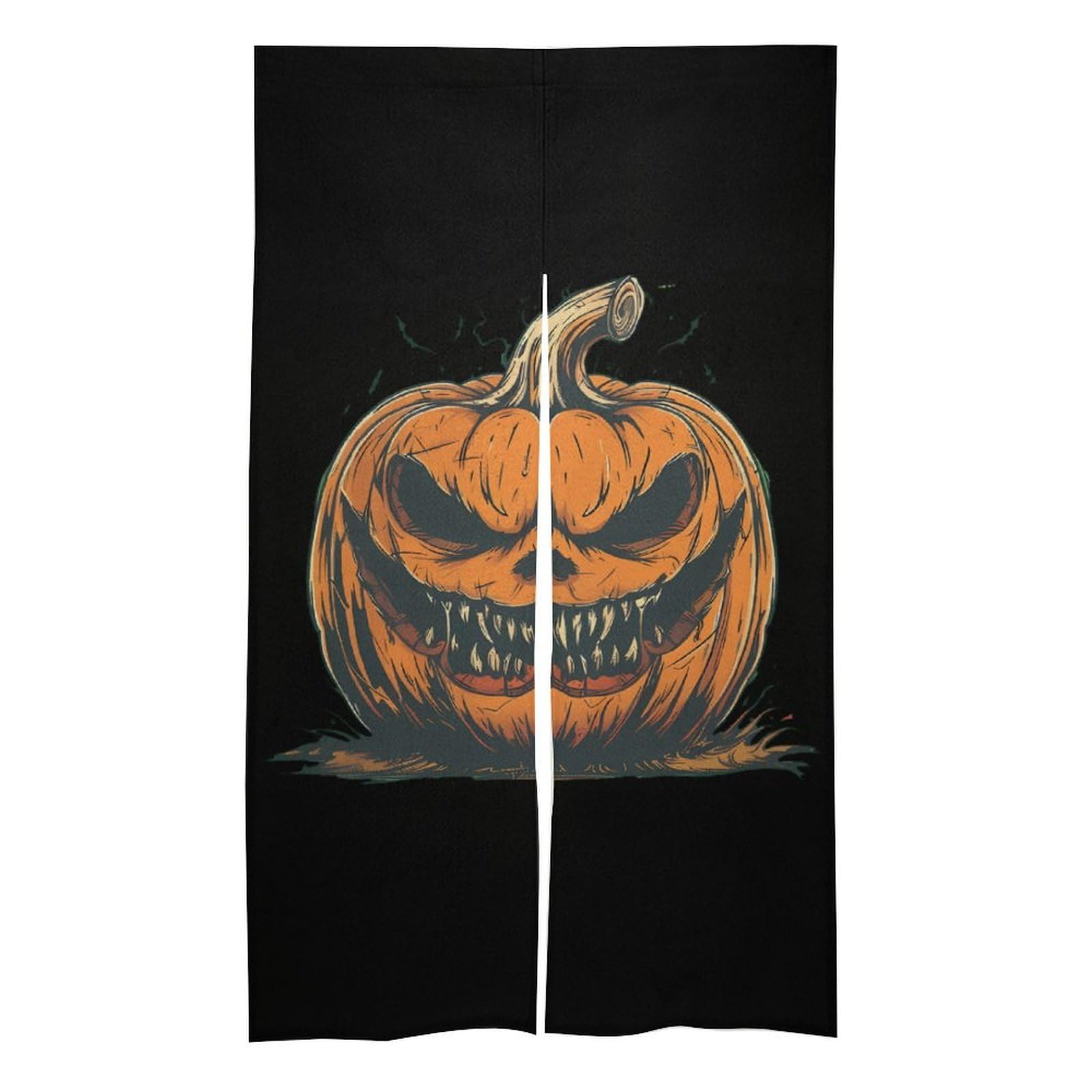 Evil Pumpkin King Halloween Noren Doorway Split Shower Curtain Long Type Window Treatment for Privacy Partition Divider