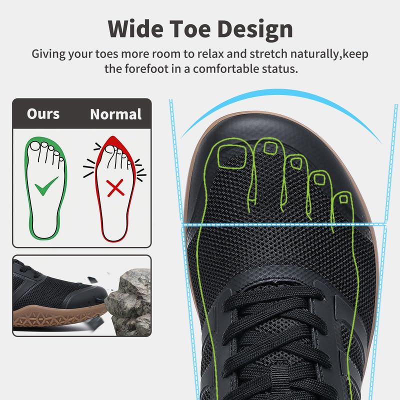 Image of ziitop Barefoot Shoes Men Sneakers Casual Wide Toe Box Running Footwear Zero Drop Tennis Minimalist Walking Grounding Shoes for Gym Workout Weightlifting Hiking Cross Training Trail Climbing