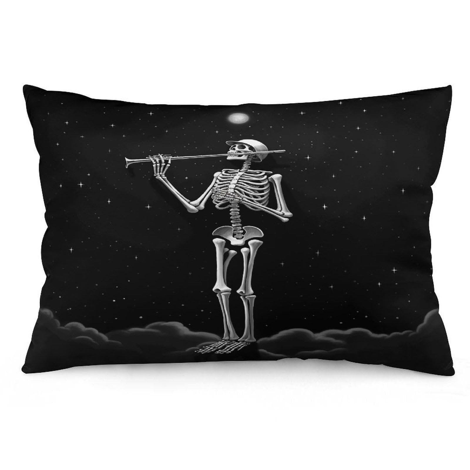 Wsoihfec Style Skeleton In The Night Throw Pillow Covers Decorative, Pillow Cases Soft Plush, Modern Farmhouse Boho Cushion Cover For Bed Couch Sofa Living Room Spring Decor12 X20