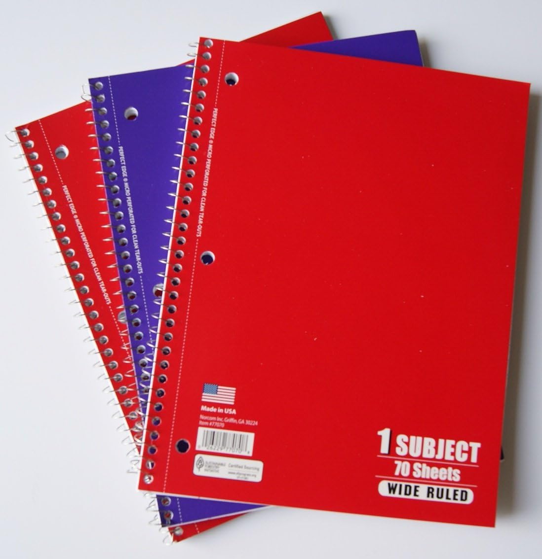 Spiral Bound Wide Ruled School Notebook Pack of 3
