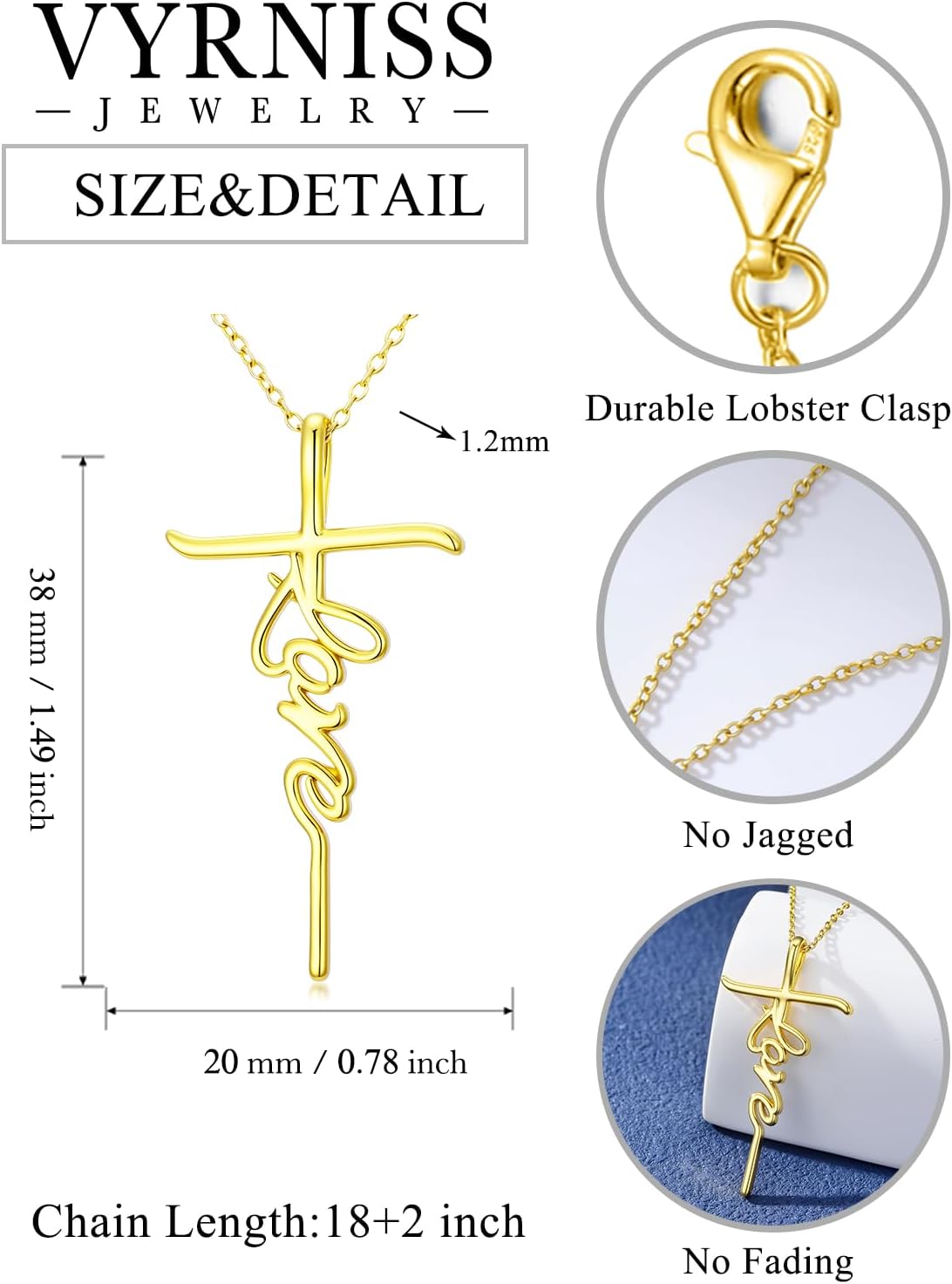 Gold Cross Necklace for Women Religious Christian Jewelry Mother's Day Gifts