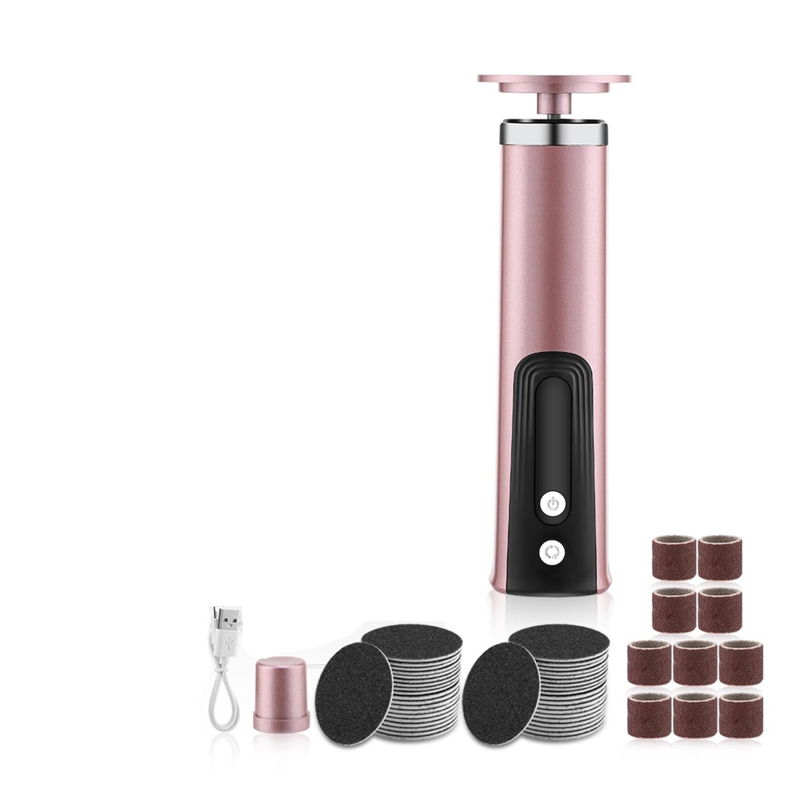 Lima De Pie Lima eléctrica inalámbrica recargable por USB for pies, removedor de callos y cutículas, herramienta de pedicura for el cuidado del talón con papel de lija.(Pink)