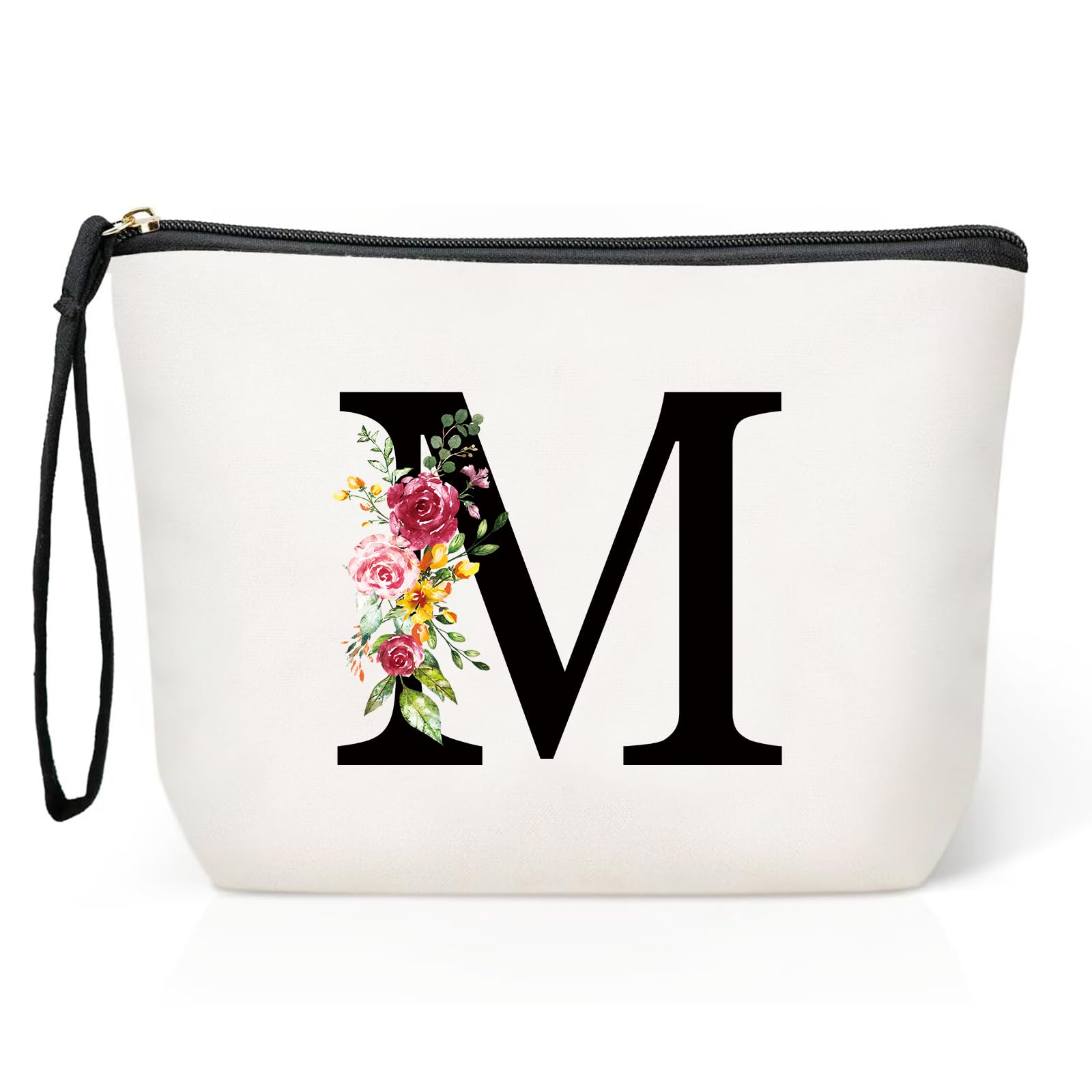 Grande Borsa per Cosmetici per donna Personalizzata Iniziale, Pochette Trucchi Viaggio, Trousse Trucchi Organizer Cosmetici, Regalo Compleanno Natale Ideale per Mamm Moglie Migliore Amic（M）
