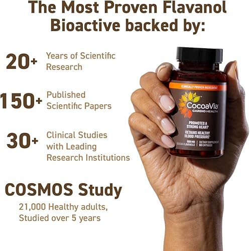 Miniatura 7 de CocoaVia Suplemento de salud cardiovascular, 60 días, 500 mg de flavanoles de cacao, apoyo a la salud del corazón, aumento de óxido nítrico,