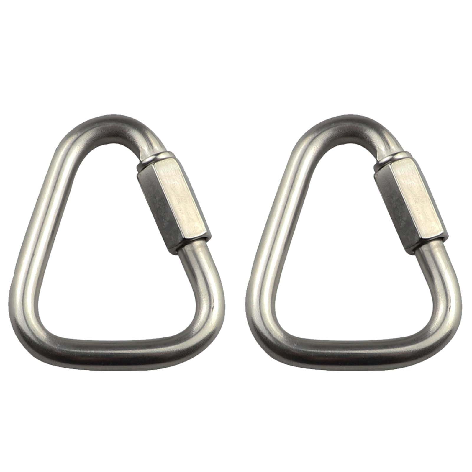 Stainless Steel Carabiner Clip, 2Pcs Triangle Carabiner Buckle Quick Connect Heavy Duty for Camping, Hiking, Traveling, Fishing, Backpack (12mm)