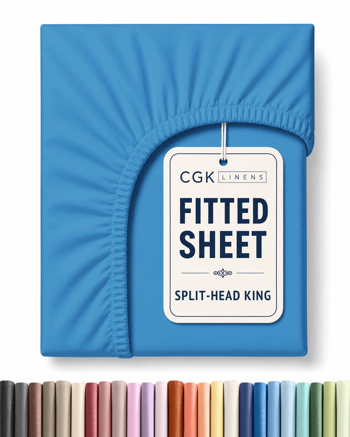 Flex Top King Fitted Bed Sheet - Split Head Fitted Sheet - Royal Blue