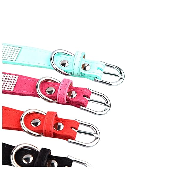 Foto 5 de 6 de Haoyueer Collar de perro con diamantes de imitación, lindo y deslumbrante ante suave de ante para perro, gato