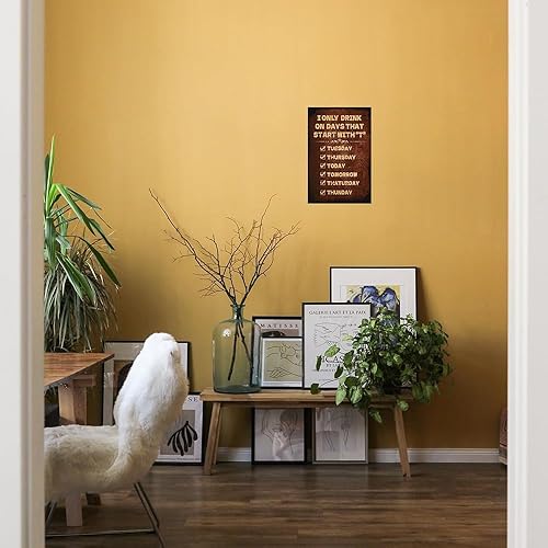 Miniatura 7 de Letrero de metal con texto en inglés "I Only Drink on Days That Start with T Sign", divertido letrero de barra con texto en inglés "Man Cave -