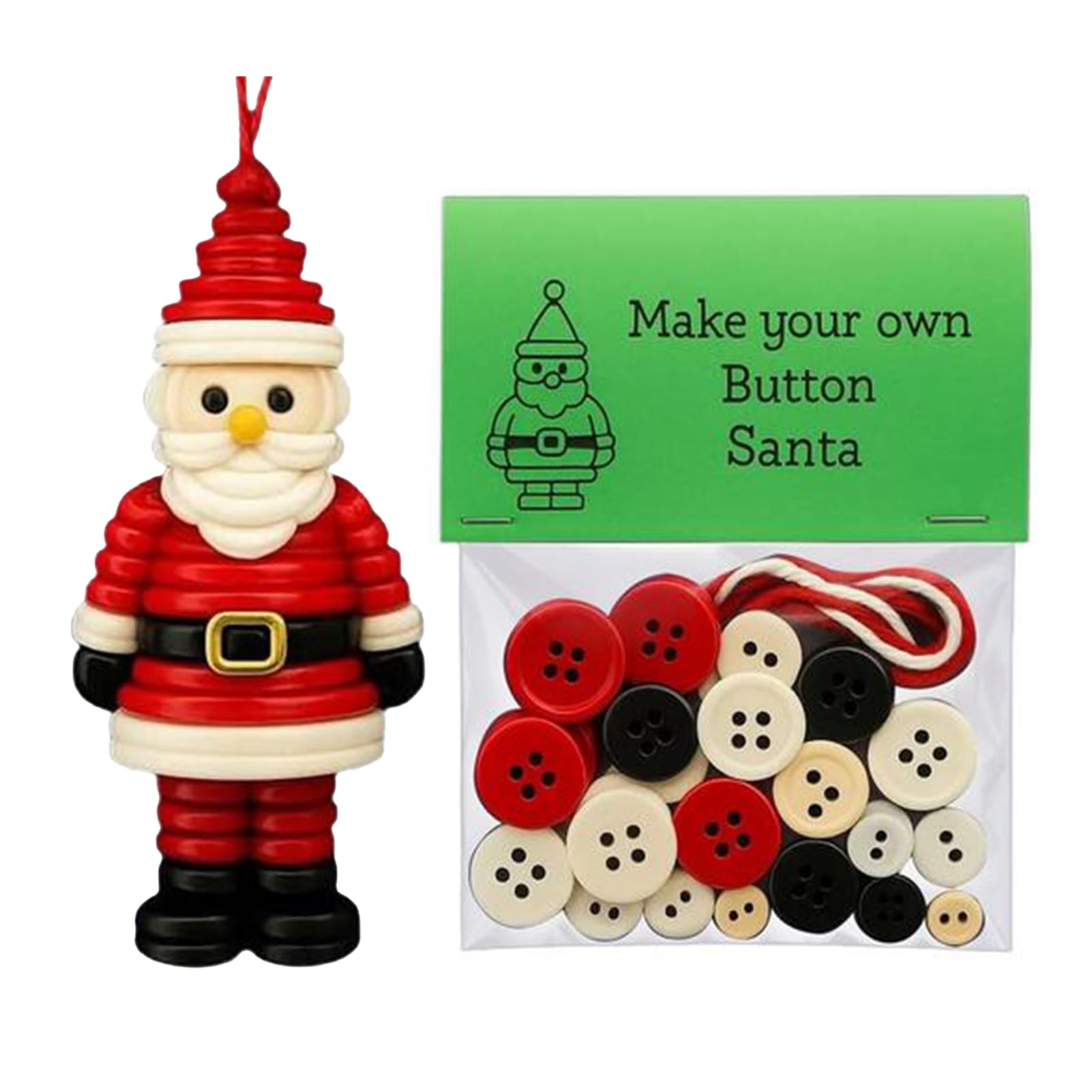 DIY Button Christmas Ornaments Kits, Handmade Button Ornament Making Kit, Fun Buttons Santa Christmas Tree Ornament Kits for All Ages, DIY Craft C-hristmas Tree Hanging Decorations Making Set