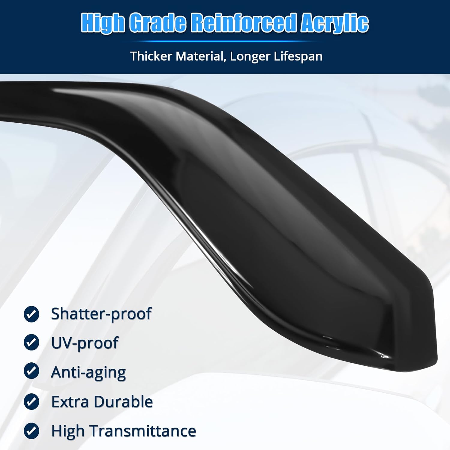 FREEMOTOR802 Tape-on Window Deflectors Fits 2005-2010 Chrysler 300 & 2005-2008 Dodge Magnum, Rain Guards Side Window Visors Wind Deflectors Vent Visors Slim Style Smoke Tinted Acrylic 4PCS