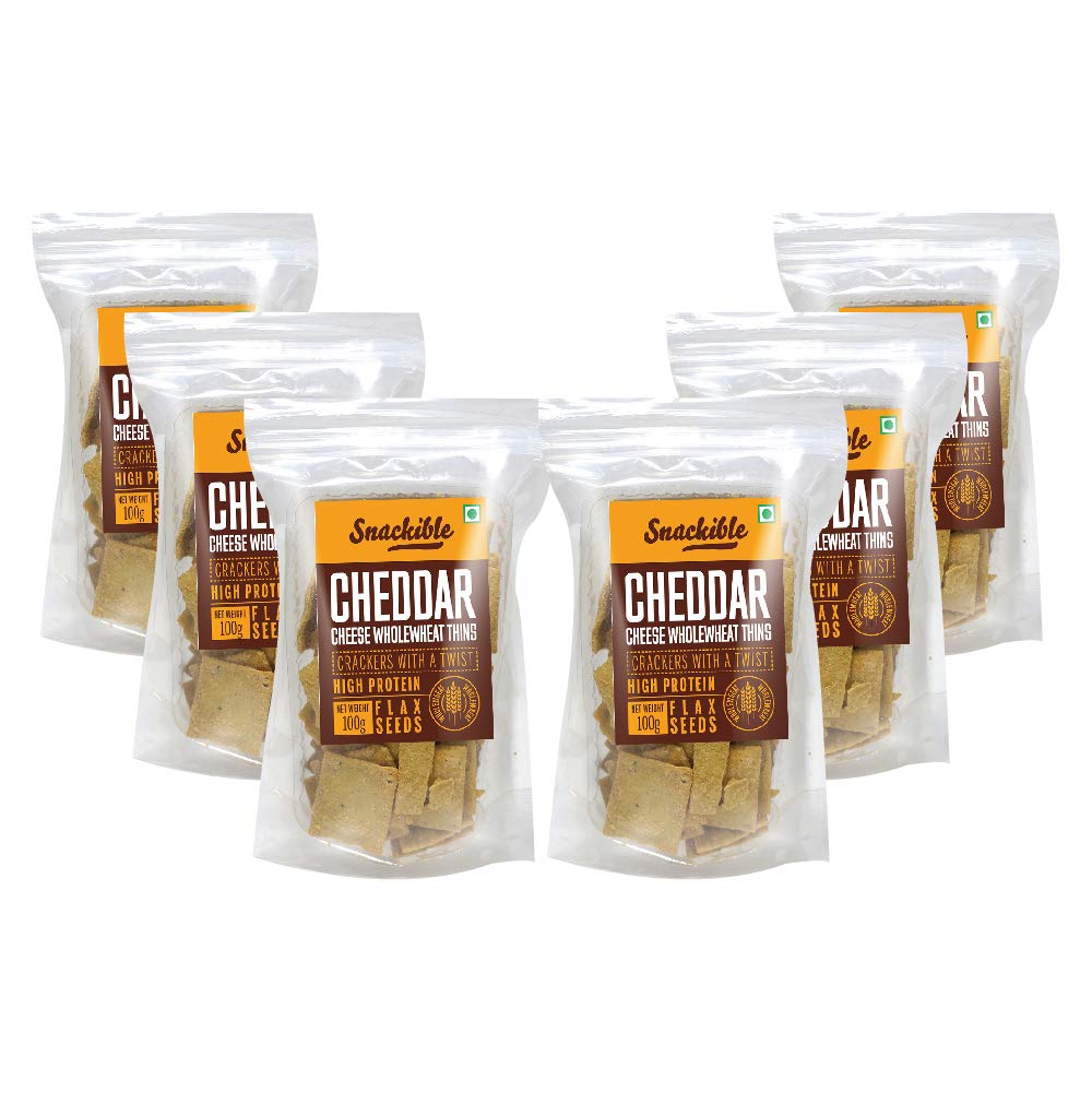 Snackible Cheddar Cheese Wholewheat Thins (Pack of 6) 6x80gm Baked