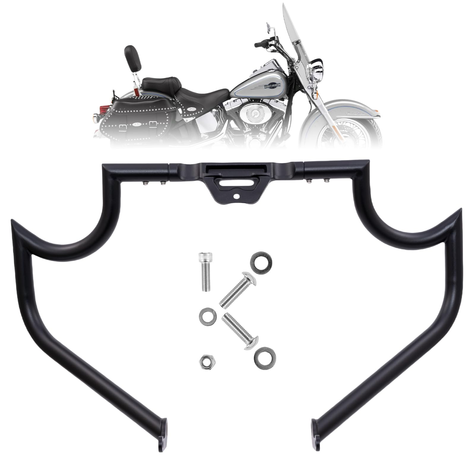 Kinglemc Crash Bar Engine Guard Highway Freeway Bar for Harley Softail Fat boy Fat Bob Heritage Low Rider Breakout Street Bob Deluxe Models (Softail