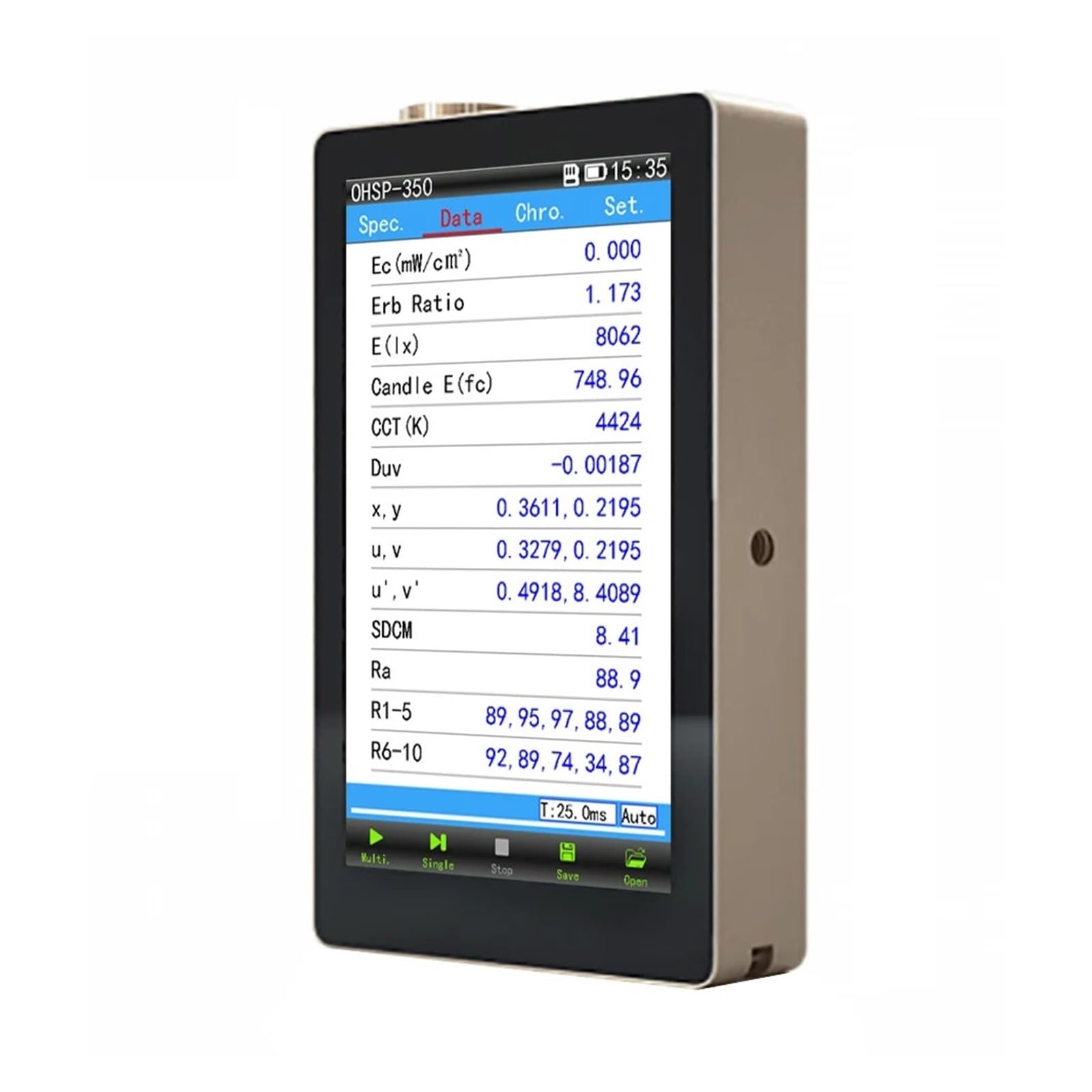 Mthckxjbsuz Ohsp350 Withsoftware Spectrometer Portable, Spectrometer Light Tester Cct Cri Lux Meter With Pc Software