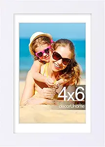 decorUhome 4x6 Picture Frame, Display Pictures 3.5x5 with Mat or 4x6 without Mat, Wall & Tabletop Display Photo Frame, White, 1 Pack