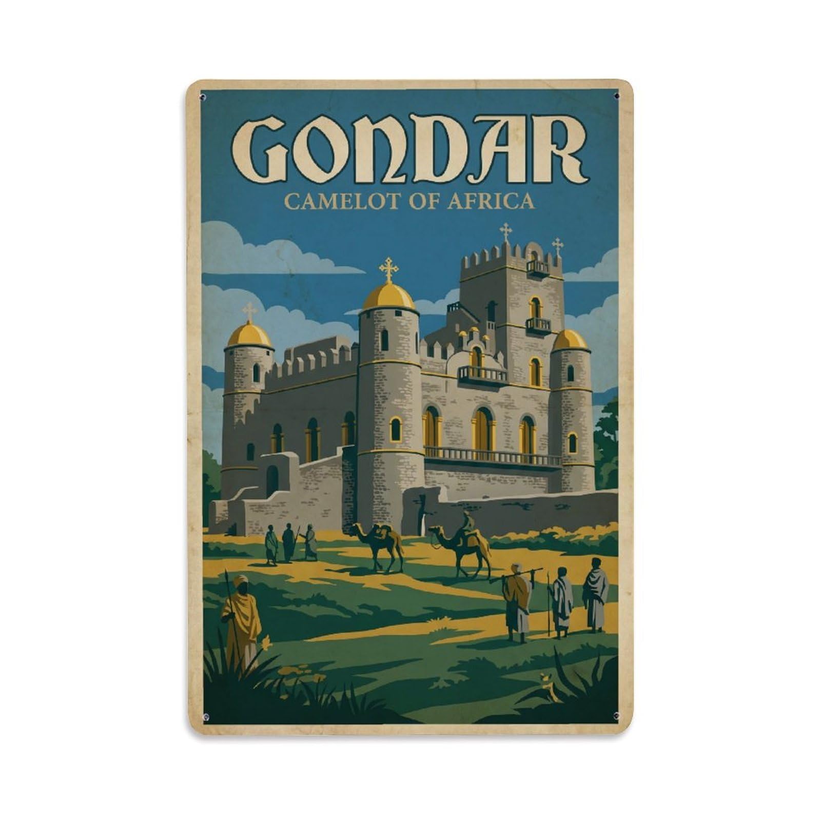 Metal Tin Sign Travel Retro Ethiopia Gondar