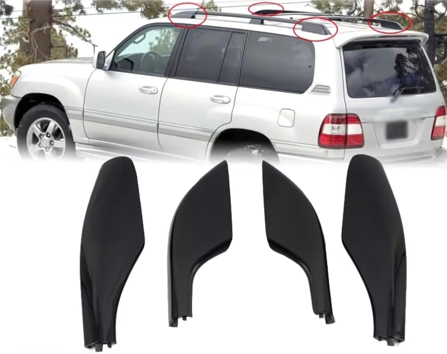 Roof Rack Shell End Compatible with Toyota for Land for Cruiser LC100 1998-2007 Roof Rack Shell Protective Cover Front Rear Luggage Bar Rail End