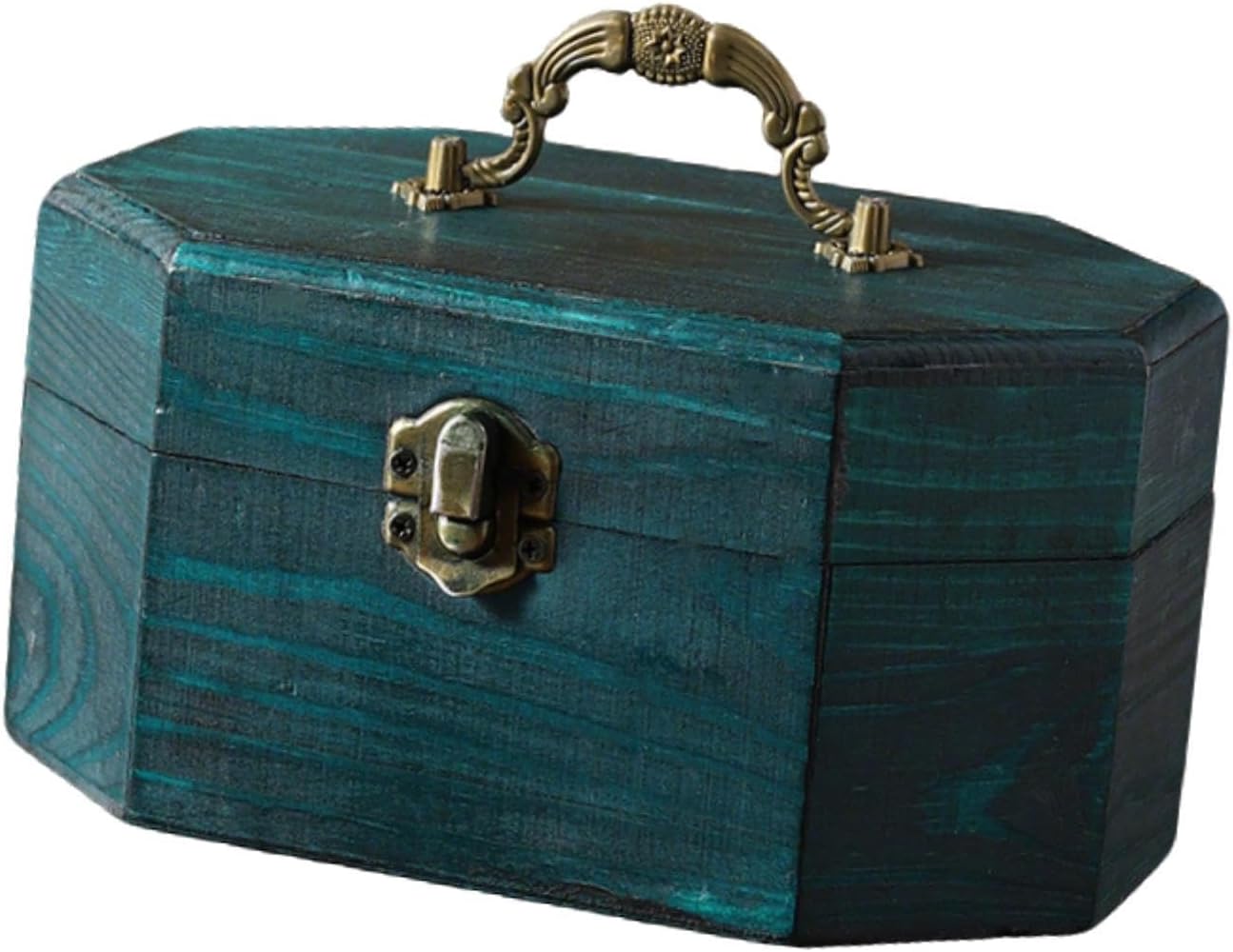 Jewelry Trinket Box Wooden Treasure Chest Ornament Decorative Home Decor Holder Storage for Party Supplies Christmas Wedding, Green
