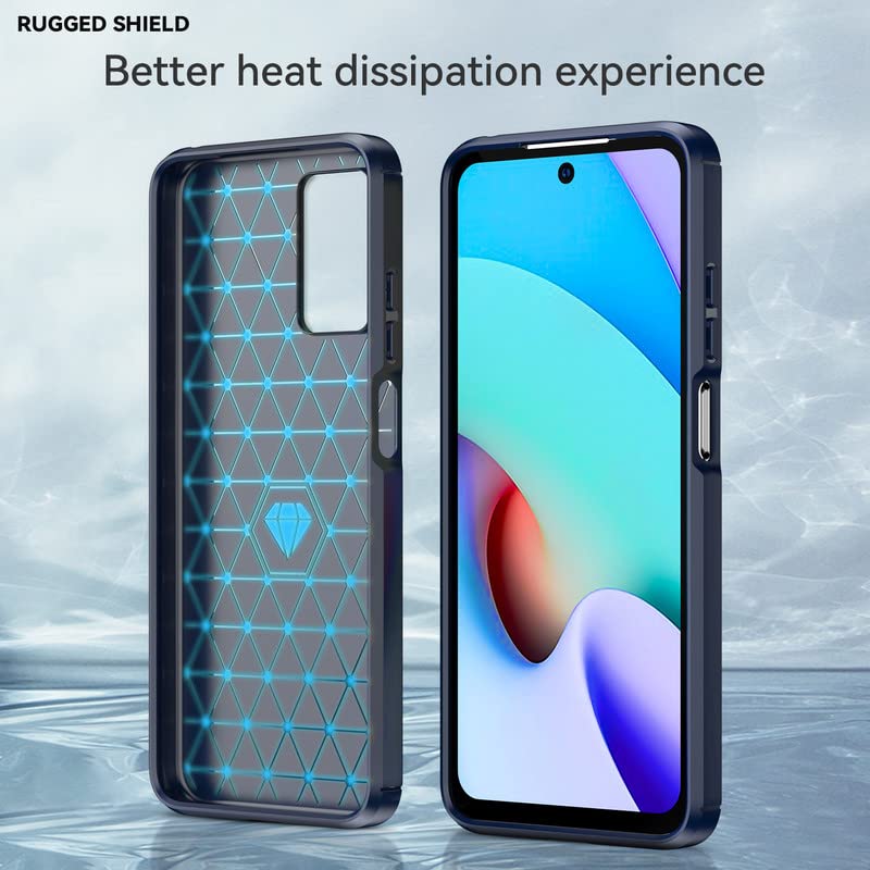 Image of Hybrid Carbon Fiber Back Case for Mi Redmi 10 Prime (Blue)
