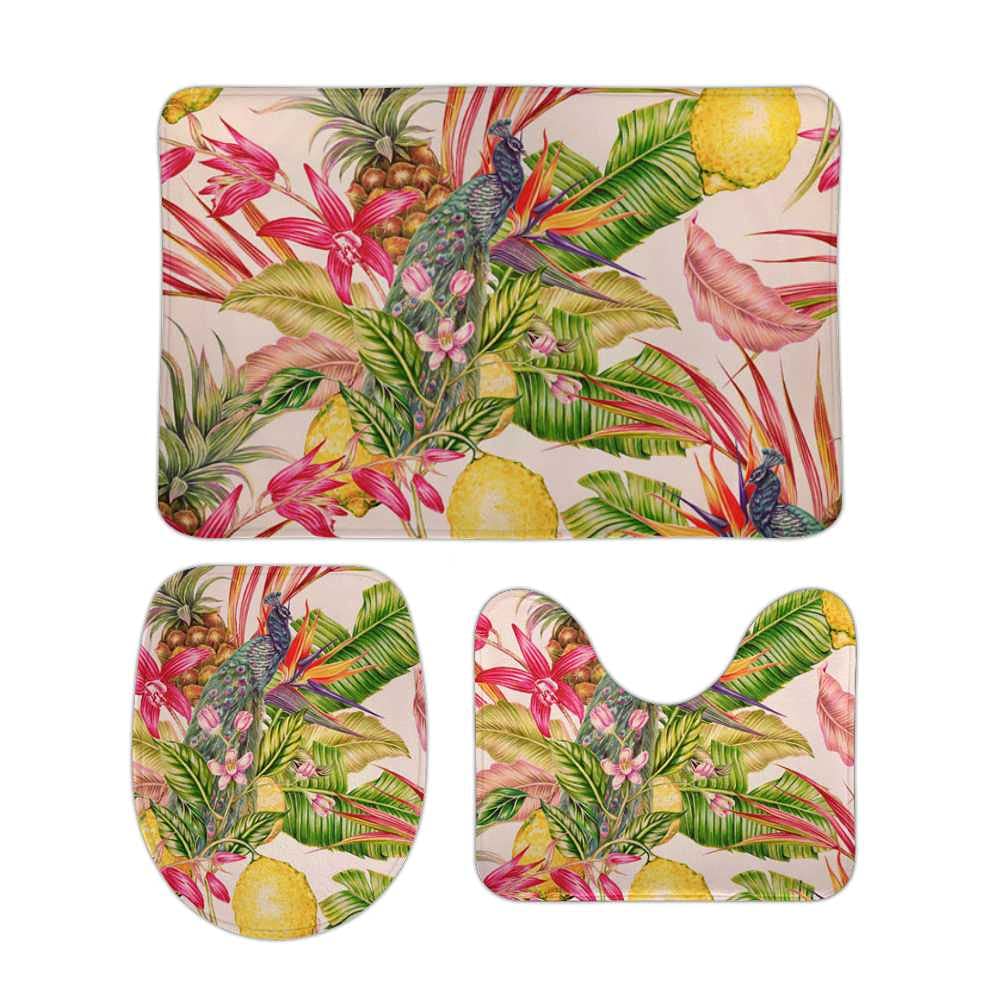 Tapis de salle de bain fleurs tropicales pour une ambiance spa rose